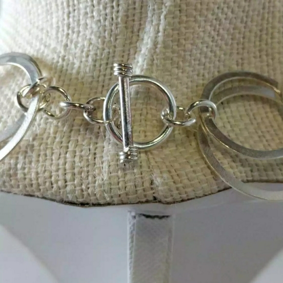Vintage 925 continuous hoops Sterling silver toggle necklace 32g sterling silver - Picture 10 of 14
